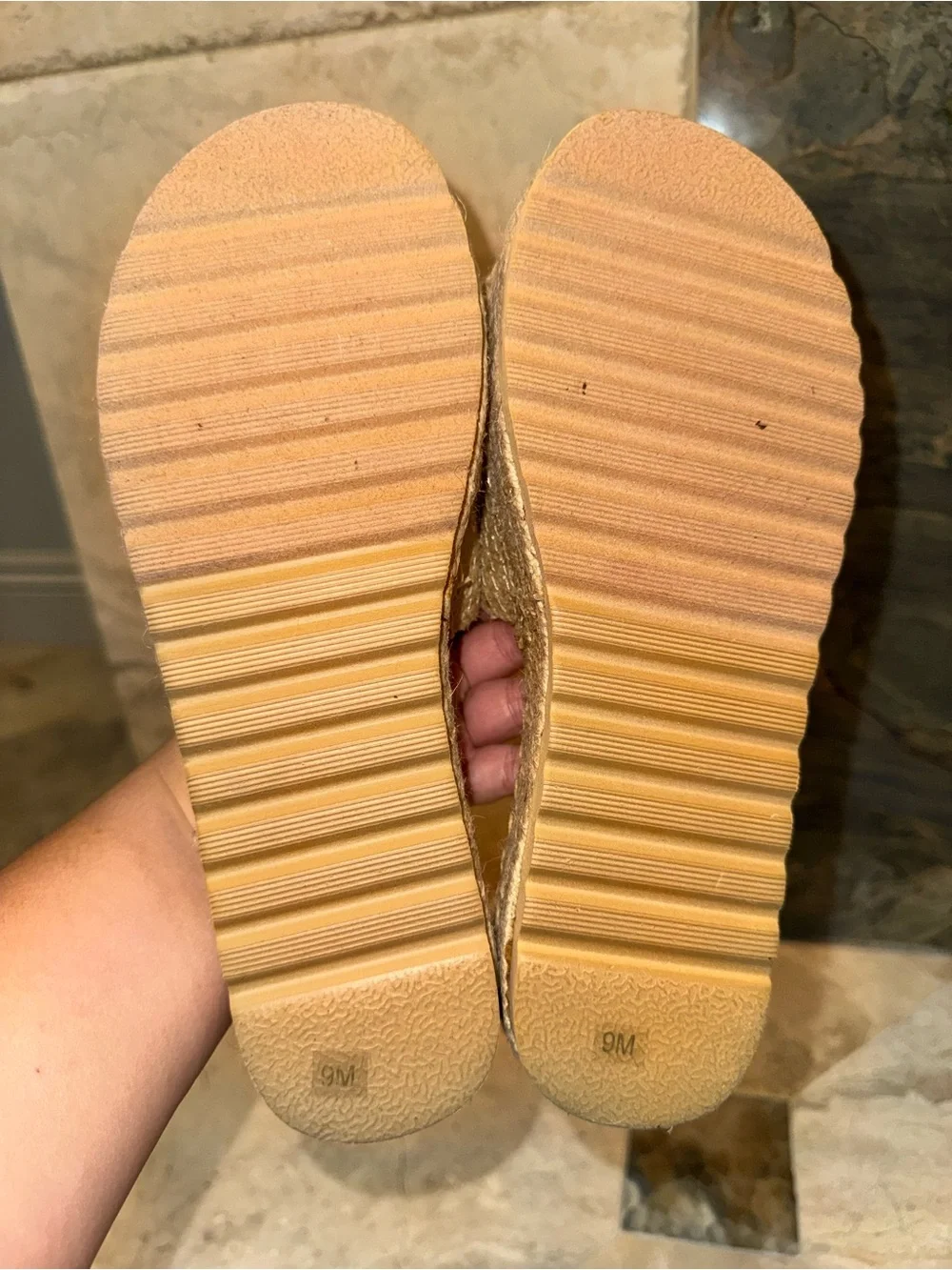 Matisse Beach Jute Espadrille Platform Slide Sandals Tan Size 9 Like New